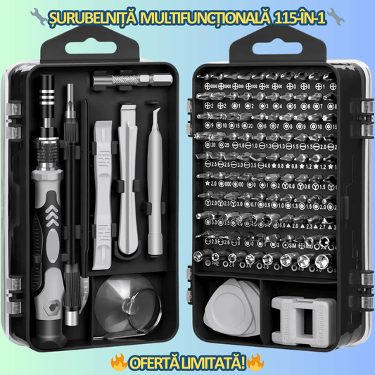 Șurubelnița 115 în 1–Set complet pentru orice reparație - AmStil