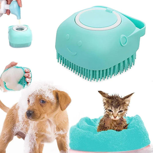 Silicone Dog Cat Shower Brush Pet Shampoo Dispenser Massager Bath Brush Bathroom Puppy Washing Grooming Brush Dog Accessories - AmStil